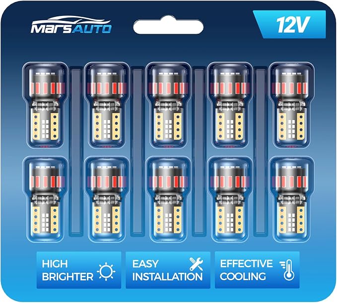 Marsauto 194 LED Bulb Red for Dome Map Light, 168 2825 W5W T10 Wedge Replacement Super Bright LED Light Bulbs for Car Courtesy Step Dash Side Marker Trunk RV Interior Lighting