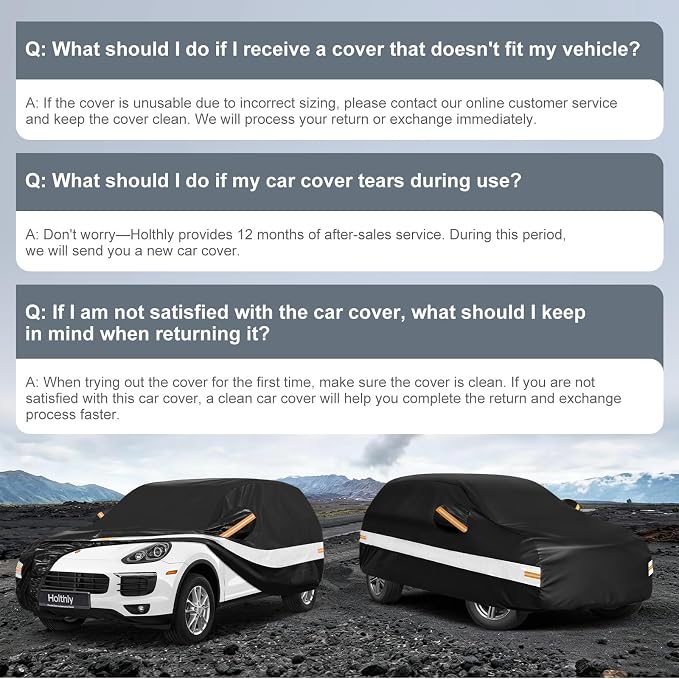 10 Layers SUV Car Cover Custom Fit for Porsche Cayenne (2002-2026), Waterproof All Weather for Automobiles, Outdoor Full Cover Sun Dust Rain Protection with Cotton. Black