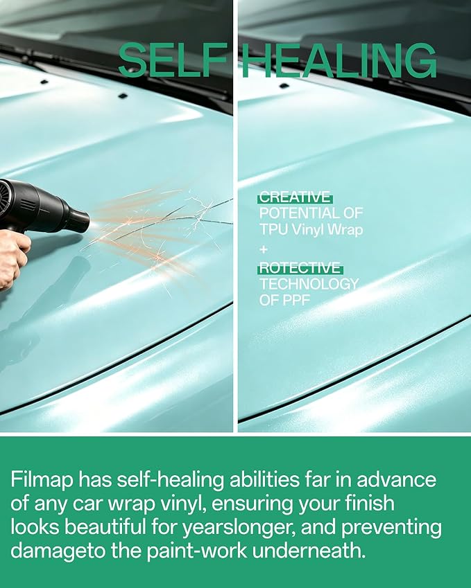 PPF, Dry Apply TPU PPF Vinyl Car Wrap Roll 1ft x 5ft, Paint Protection Vinyl Film (Tiffany Charm Blue)
