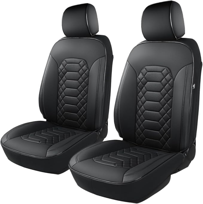 F150 Seat Covers Front Seats - Pickup Truck Seat Protectors for Ford 2015-2026 F150 SuperCrew & 2017-2026 F250/F350/F450 Super Duty Crew Cab, Durable Faux Leather Waterproo