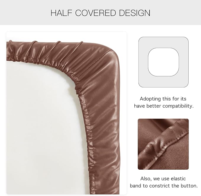 Yates Home PU Leather Couch Sofa Cushion Slipcover Water-Proof Elastic Chair Seat Covers Loveseat Slip Cover for Seater Replacement in Living Room(3 Piece Large Sofa Cushion Covers, Light Brown