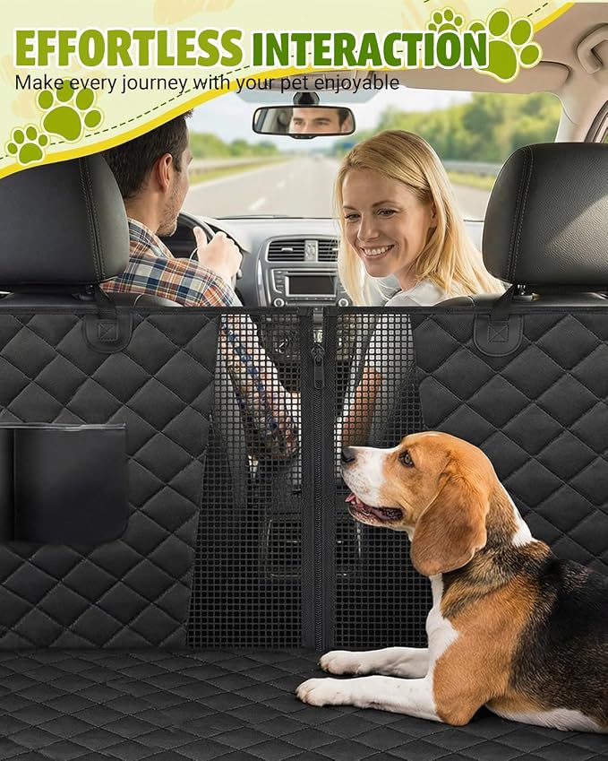 Victoper Dog Car Seat Cover, 600D Heavy Dute Car Seat Cover for Dogs Pets, 100% Waterproof Anti-Scratch Nonslip Dog Hammock for Cars, Seat Covers Protector with Seatbelt for Sedan SUV Truck XL Black