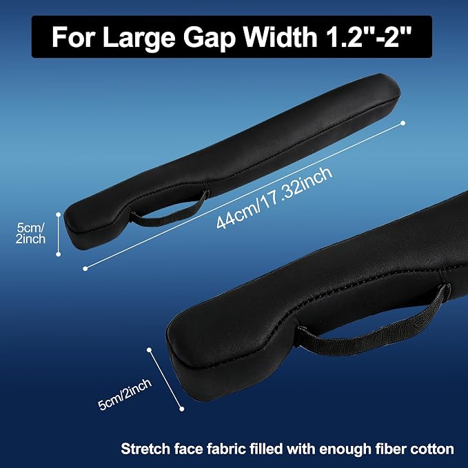 2PC Car Seat Gap Filler, Universal Fit for Car SUV Truck, Full Coverage Between Seat and Center Console, Prevent Small Items from Dropping Black Thickened