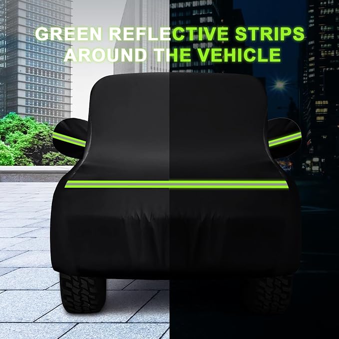 QUNSUNUS Waterproof Car Cover for Jeep CJ5 1955-1983, Outdoor Cj5 Cover with Cotton Lining, All Weather Cover with Straps and Zipper for Wind, Sun, UV and Dust Protection