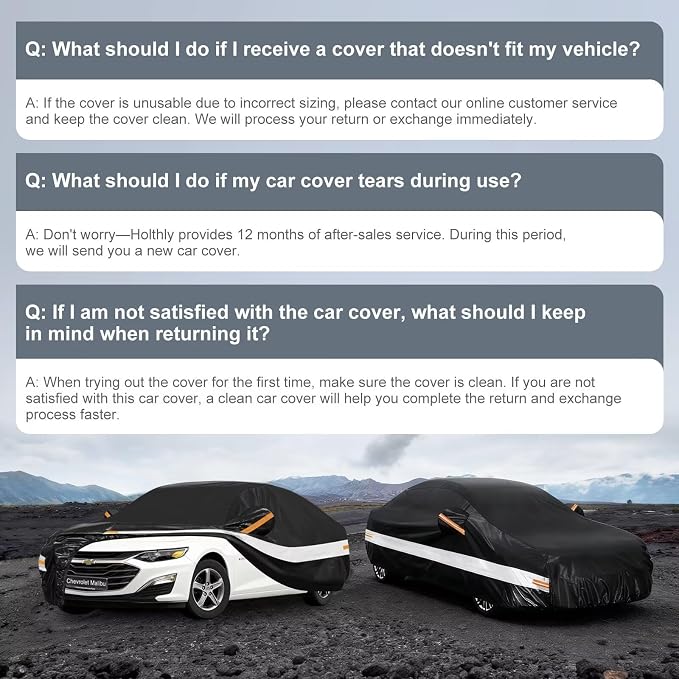 10 Layers Car Cover Custom Fit for Chevrolet Chevy Malibu (2012-2026), Waterproof All Weather for Automobiles, Outdoor Full Cover Sun Dust Rain Protection with Cotton. Black