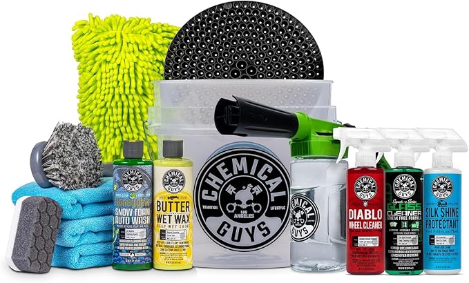 Chemical Guys, 14-Piece Arsenal Builder Car Wash Kit with Foam Blaster 6 | Foam Blaster, bucket, towels, soaps and waxes in one set, works with a garden hose, a gift-ready starter kit