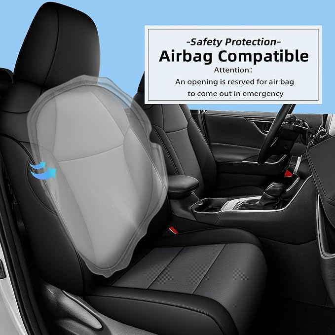 AOMSAZTO Custom Fit Seat Covers for Toyota RAV4: 2019 2020 2021 2022 2023 2024 2025 LE XLE XLE Premium Limited-Faux Leather Full Set Compatible Airbag Seat Protector Black&Gray