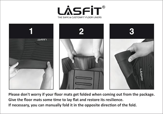 LASFIT Floor Mats for Jeep Grand Cherokee 2013 2014 2015 | for Dodge Durango 2013-2015, Not for 6-seat, All Weather, TPE, Custom Fit, Car Mats, Floor Liners, 1st & 2nd Row, Black