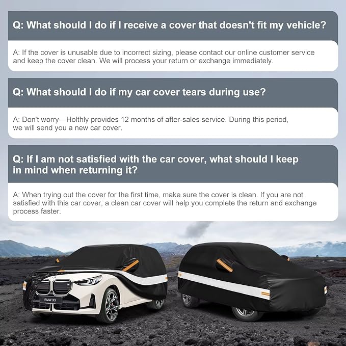 10 Layers SUV Car Cover Custom Fit for BMW X3 (2010-2026) F25, G01, G45, G48, Waterproof All Weather for Automobiles, Outdoor Full Cover Sun Dust Rain Protection with Cotton. Black