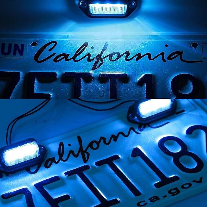 LivTee License Plate LED Light 2PCS, Universal 12V Waterproof Tag Lamp for Car Truck SUV RV Trailer Boat Van, Ice Blue