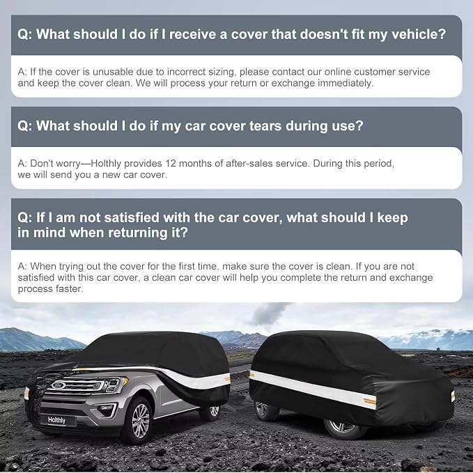 10 Layers SUV Car Cover Custom Fit for Ford Expedition Max (2017-2026), Waterproof All Weather for Automobiles, Outdoor Full Cover Sun Dust Rain Protection with Cotton. Black