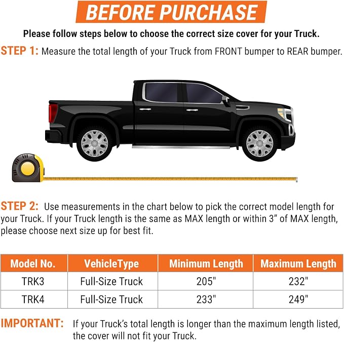 Armor All Car Cover Waterproof All Weather Heavy Duty Trucks from 233"-249" | Scratch-resistant soft lining, 6 secure straps, includes storage bag, works for Sun Rain Snow Hail Outdoor Indoor Protection