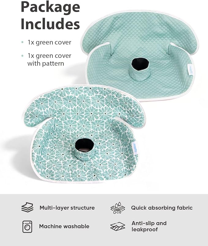 2 Pack Waterproof Baby Piddle Pads Carseat Potty Training Car Seat Protector, Waterproof Infant Car Seat Liner Cover to Prevent Pee, Leakproof and Washable (Green Flower)
