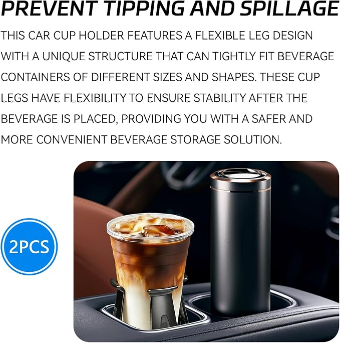Car Cup Holder Expander, Adjustable Vehicle Energy Drink Holder Insert with Adaptive Clamping Arm Automotive Cups Holders Adapter for Car Slim Cans, Bottle Water Cups, Adhesive Drink Storage Rack