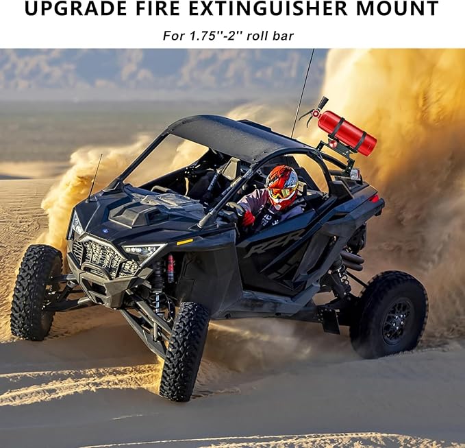 ZHILXN Aluminum UTV Fire Extinguisher Mount Kit for Roll Bar, Quick Release | Adjustable Car Fire Extinguisher Bracket Holder for 1.75-2in Roll Cage, Compatible with Polaris RZR SXS Ranger Camper Can-Am