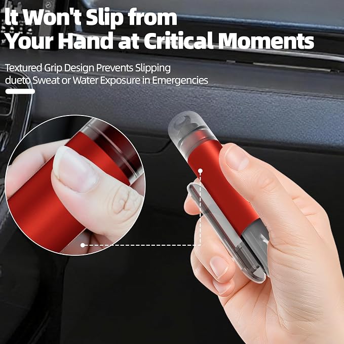 Car Window Breaker & Seatbelt Cutter, 2-in-1 Emergency Escape Tool, Auto Glass Breaker Spring Loaded Safety Hammer for Sinking Cars, Flood Rescue, Locked Doors, New Cars & Family Travel 4PCS