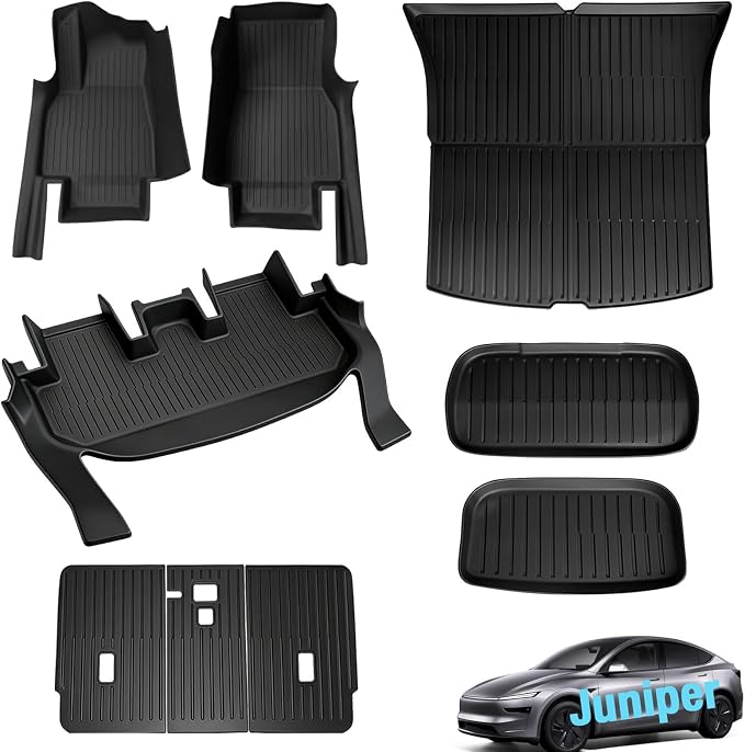 SUPER LINER 2025 2026 Tesla Model Y Juniper Floor Mats & Accessories & Extra-Thick TPE Cargo Liners, 9 PCS CabinProtect™ Pro Kit Full-Cabin Protection System(Only fit Premium&Performance)