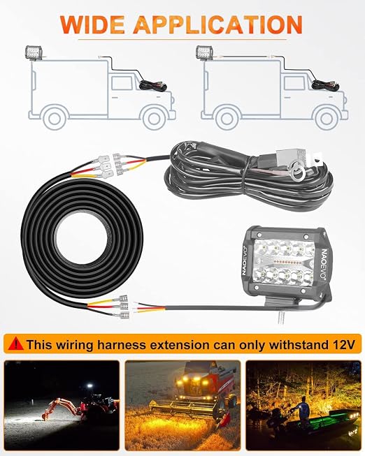 NAOEVO 20 Gauge Wire 3 Conductor Electrical Wire, 20 AWG Stranded PVC Cord, 12V Low Voltage/Tinned Copper/Flexible Cable for Automotive Wiring, Lamp Cord, Marine Cable (50FT)