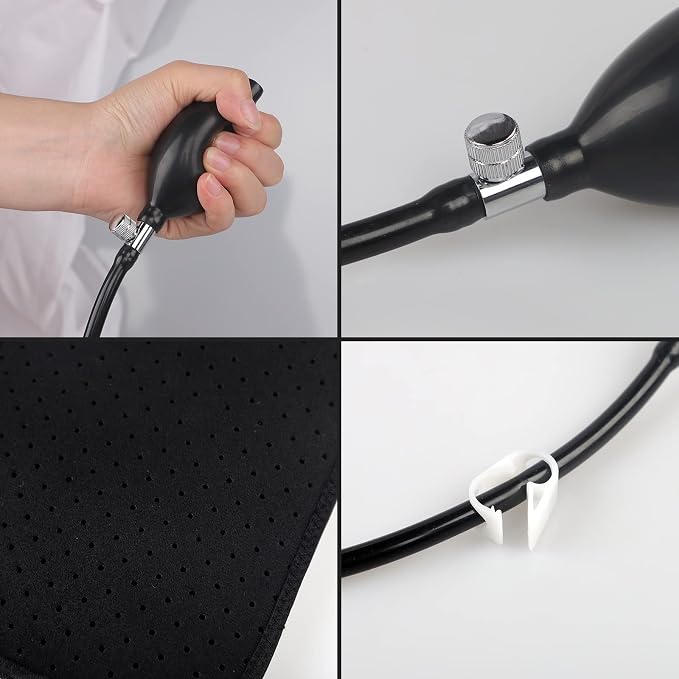 Inflatable Lumbar Support Pillow for Car Seat, Office Chair Bed, Home Use, with Air Pump Airbag Waist Brace Lumbar Traction Belt Back Support Cushion for Reducing Lower Back Pain