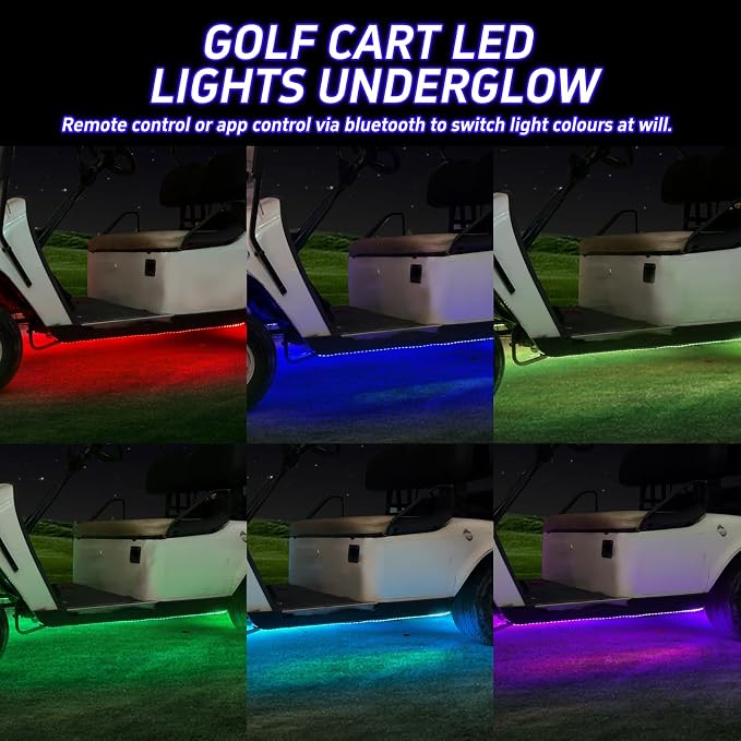 iLSKW Golf Cart Underglow LED Light Strip 4pcs, Golf Cart Underbody Light Kit Remote Control for EZGO Yamaha Club Car 12V-80V Input 4pcs