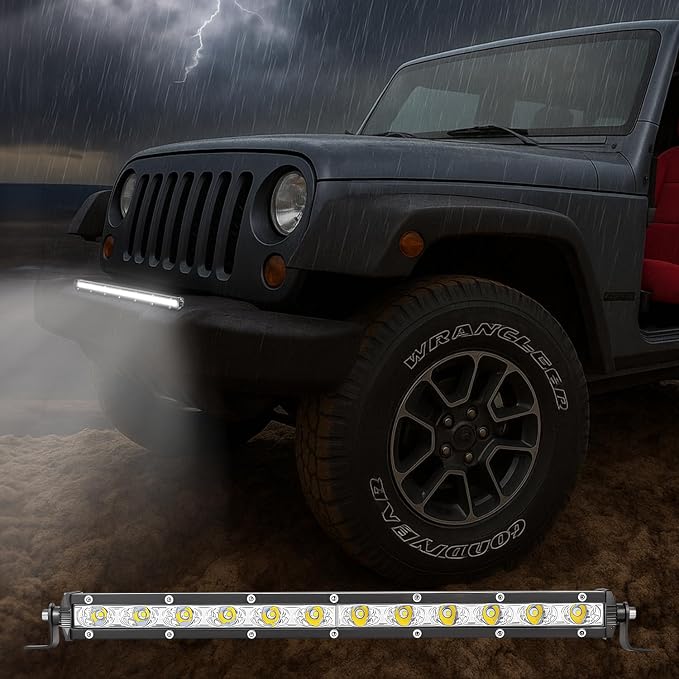 Zmoon 12 Inch LED Light Bar, 144W Spot Flood Combo Beam Light Bar, 8000 lm 6500K White, IP67 Waterproof Offroad Light Bars for Trucks, SUVs, ATVs, Boats, 2-Pack