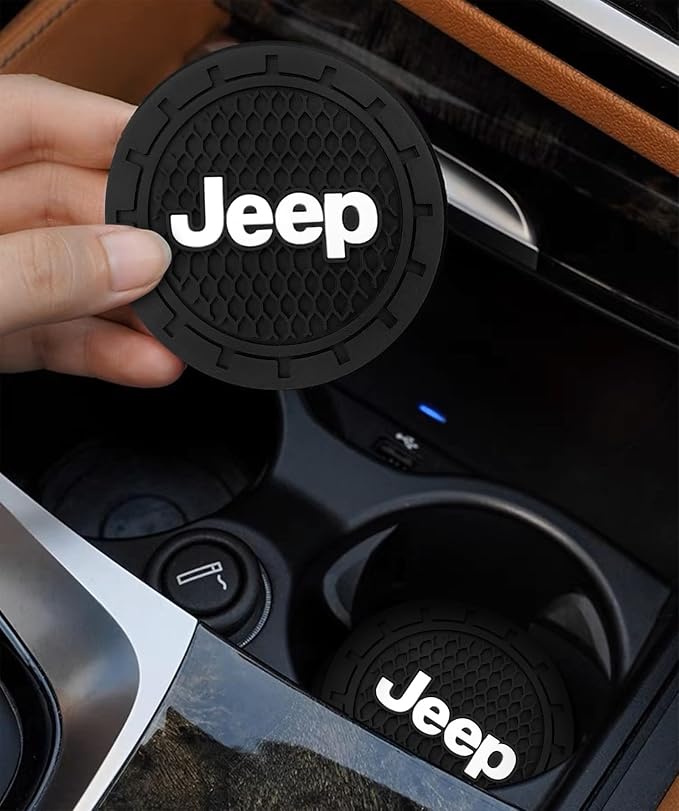 Car Cup Holder Coaster for Jeep Series Recessed Silicone Cupholder Coaster Interior Accessories 2.75in 2Pieces Black