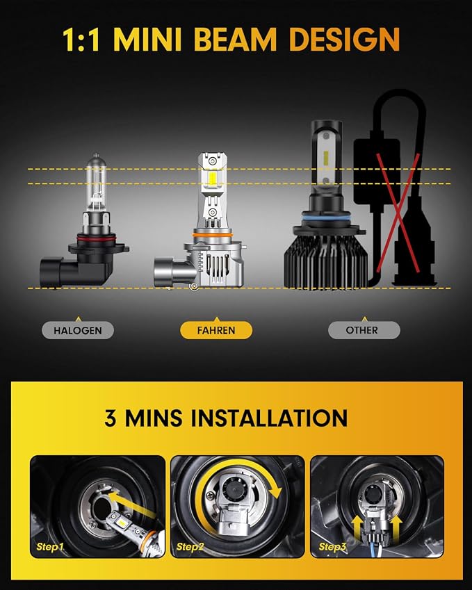 Termitor Latest 9005 LED Bulbs, (1,500%) 15X 110,000LM Extreme Brightness hb3 bulb, 6500K Cool White, 1:1 Min Size,IP68 Waterproof.Pack of 2,Fog Bulbs HID,Plug-N-Play.