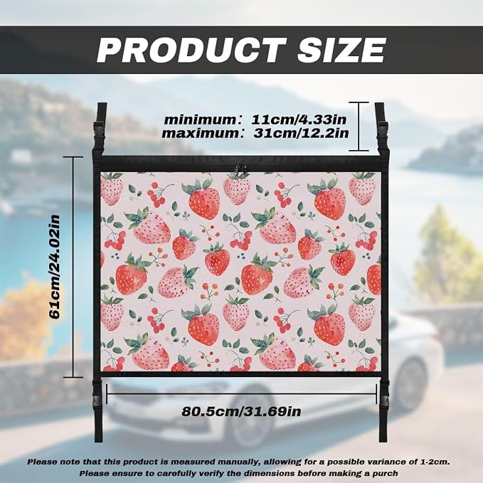 Dreaweet Strawberry Car Ceiling Cargo Net Pocket 31" x 24" Pink Double-Layer SUV Roof Organizer Ceiling Storage Net,Car Camping Cargo Net for Car,SUV,Mini Van Truck Life Accessories