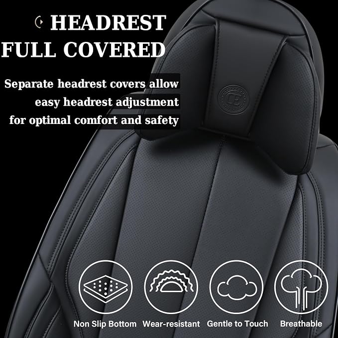 Coverado Car Seat Covers, Seat Covers for Cars, Waterproof Leather Auto Seat Protectors, Leather Car Seat Cushion, Car Interiors Accessories Universal Fit for Most Cars