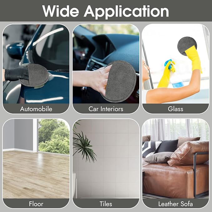 10 Pack Wax Applicator Pads Microfiber with Finger Pocket for Car Wax | 10-pack microfiber foam pads with finger pocket, Scratch-free waxing for cars & household, Machine washable & reusable