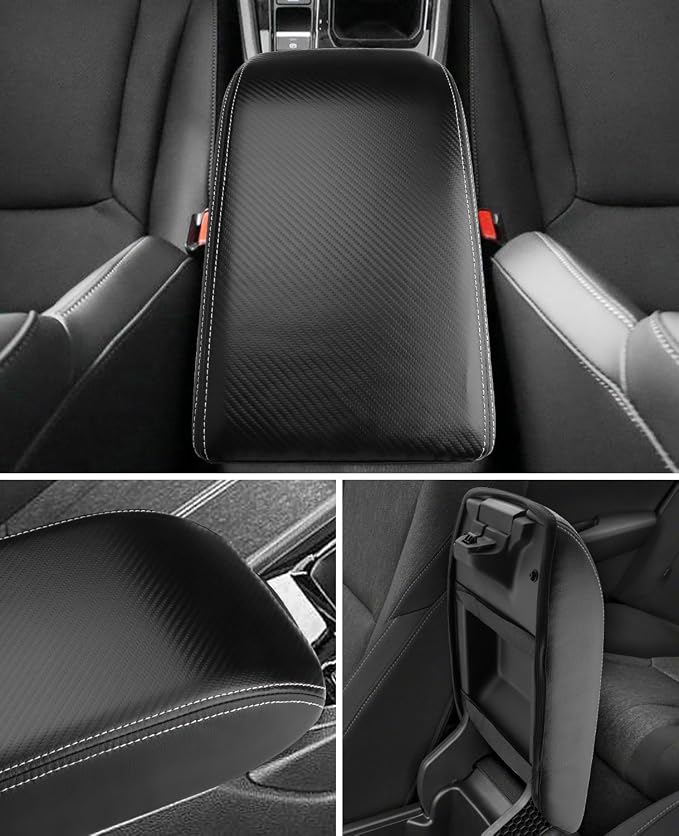 INTGET for 2026 Honda Accord Accessories 2023 2024 2025 Center Console Armrest Cover Leather Car Arm Rest Box Lid Middle Console Seat Cover Protector (Carbon Fiber, 2023+)