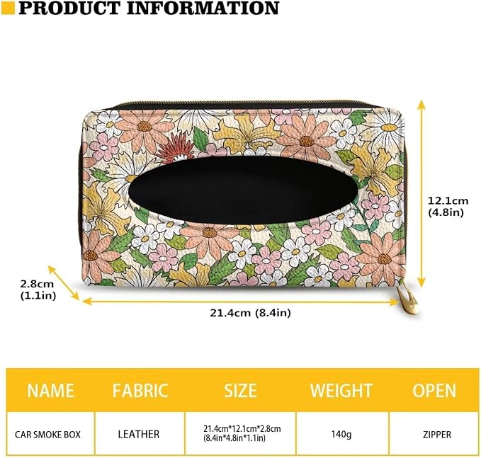 Floral Print Car Sun Visor Tissue Holder PU Leather Tissue Box Car Visor Accessories Automotive Visor Tissue Holder PU Leather Backseat Tissue Box