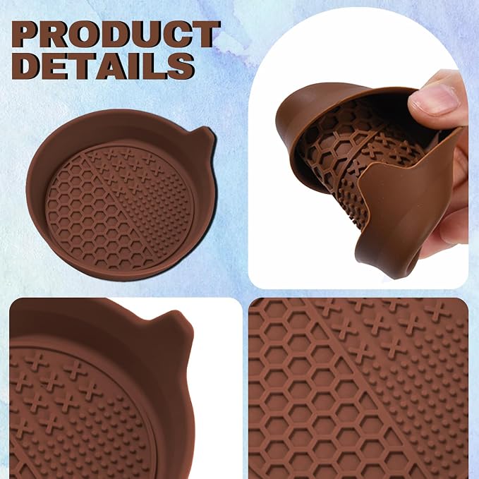 4PCS Car Cup Holder Coaster, Silicone Non-Slip Vehicle Insert Water Bottle Mat, Universal Insulation Drink Cup Pad Decor for SUV/Sedan/Truck, Automotive Interior Accessories (Coffee)