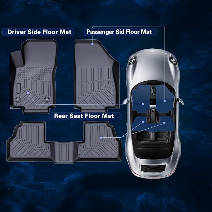 Floor Mats for 2013-2022 Buick Encore,All-Weather TPE Rubber Car Floor Mats Odorless Anti-Slip 1st & 2nd Row Black No Fit 2020-2023 Encore GX