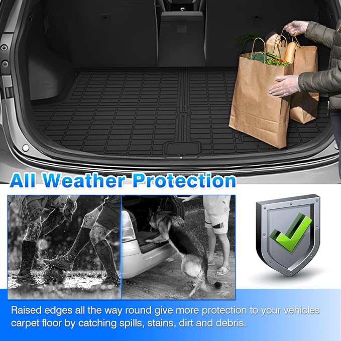 Santa Fe Cargo mat - Trunk Mat for Hyundai Santa Fe Sport 2013-2018 | All Weather Trunk Mat for Santa Fe Accessories, Heavy Duty Rubber Mats, Car Accessories