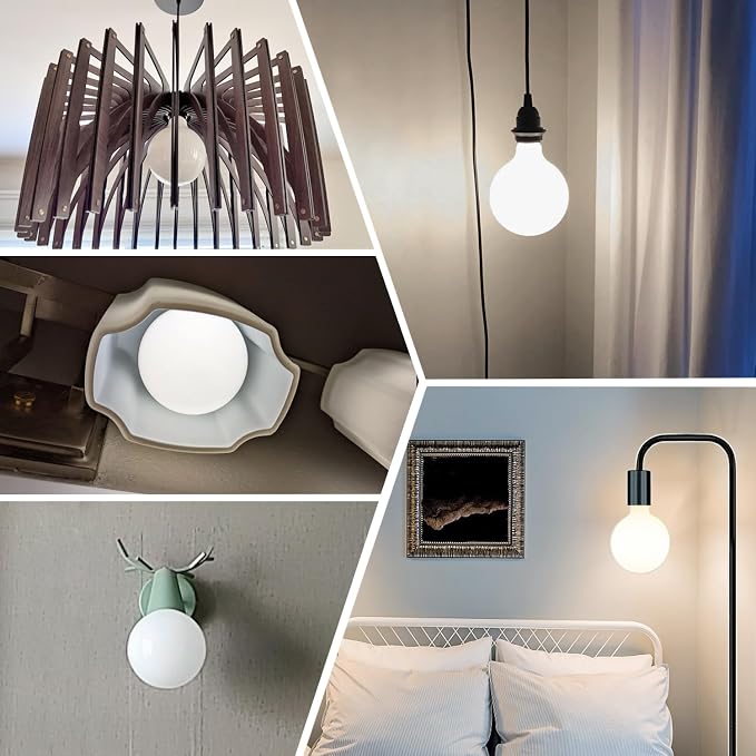 2 Pack G40 Globe LED Light Bulbs, 5.5W Dimmable 50 Watt Equivalent LED Edison Bulbs, Neutral White 4000K, 600LM, E26 Base, Milky Filament Bulbs for Bathroom Bedroom Living Room
