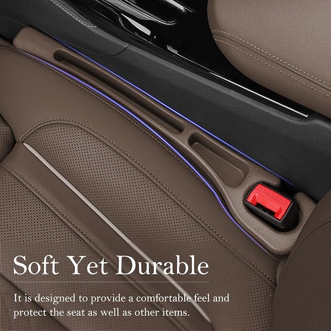 Car Seat Gap Filler 2-Pack, Universal Car Seat Gap Filler Organizer, Seat Gap Plug โ Fills Gap Between Seat & Console (Brown)