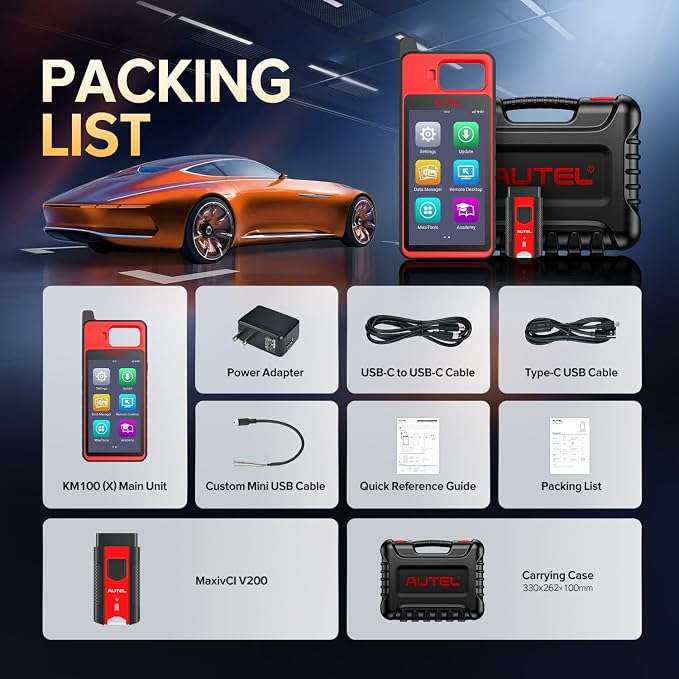 Autel Scanner MaxiIM KM100 (X), 2026 OBD2 Car Diagnostic Tool, V200 Wireless BT OBDII Scan Tool with Lifetime Free Updates, 700+ Models, 2GB & 64GB Android 9.0, for Home Mechanics & DIYers