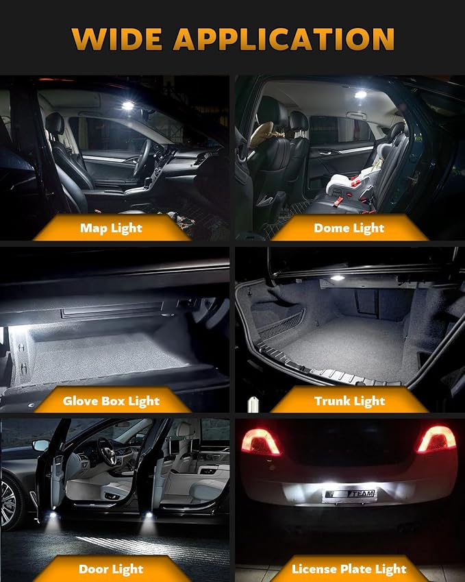 Zakolak 24PCS LED Interior Car Lights, Extremely Bright 6500K White LED Bulb Kit, Applicable to Dome Map Door Lights and Other Parts Replacement for Your Cars, to Help You See Inside The Car at Night