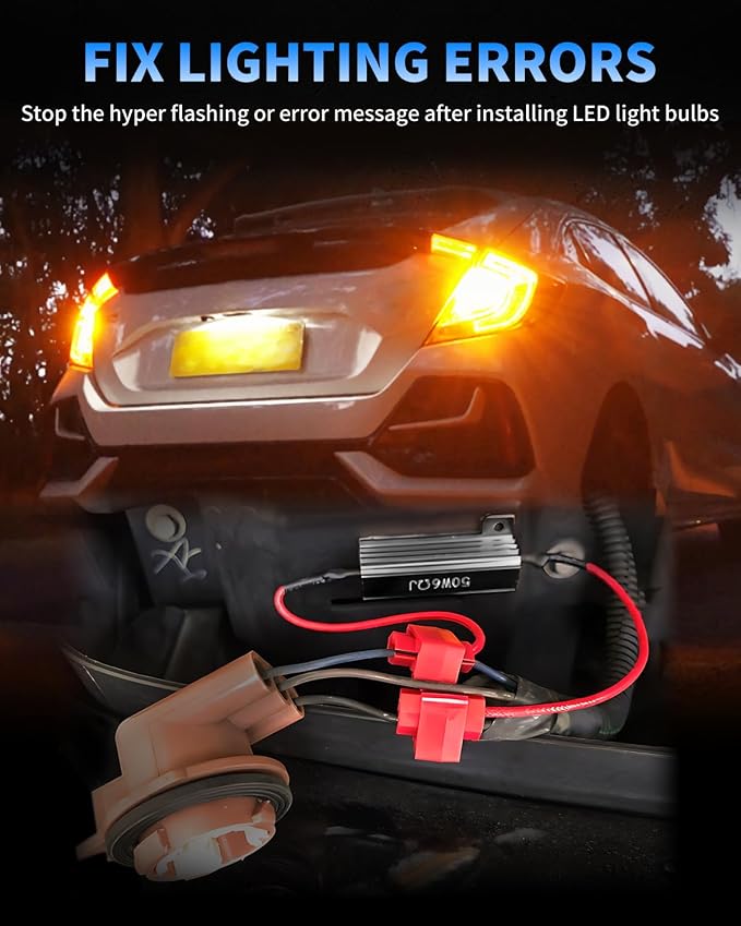 AUXLIGHT 4Pcs Quality 50W 6ohm Load Resistors - Fix LED Turn Signal Blinker/Error Code (Resistors get very hot during working) - Black