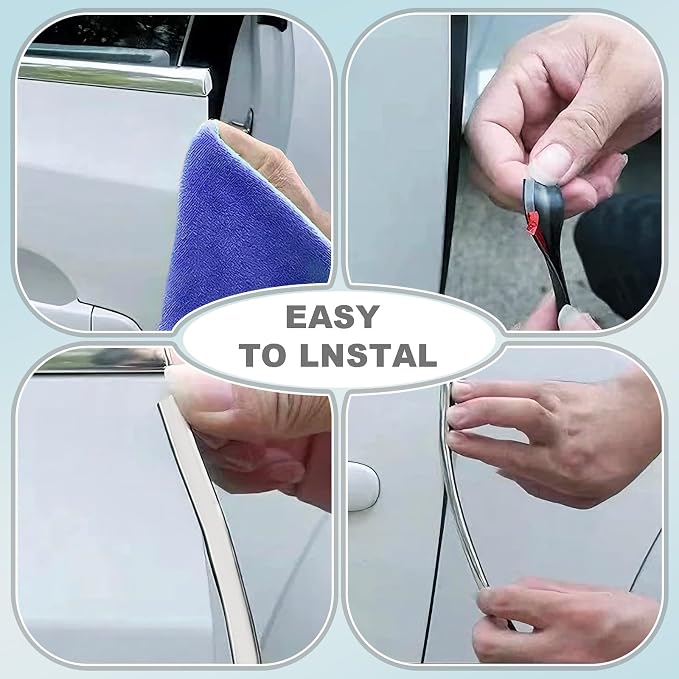 Car Door Edge Guards 16FT (5M), Universal U Shape Trim Molding Rubber Seal Protector, Anti-Collision Vehicle Protection Accessories Universal for SUV, Automobile, Truck, Van (Silver)