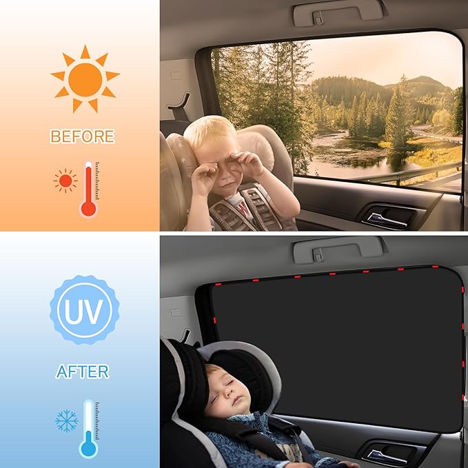 ZATOOTO Front Side Window Sun Shade, 2Pack Car Window Cover Heat Reflective | Car Curtains Magnetic Side Window Sun Shade, 99% UV Light Block, Keeps Cooler, Taking a nap, Changing Clothes, Camping