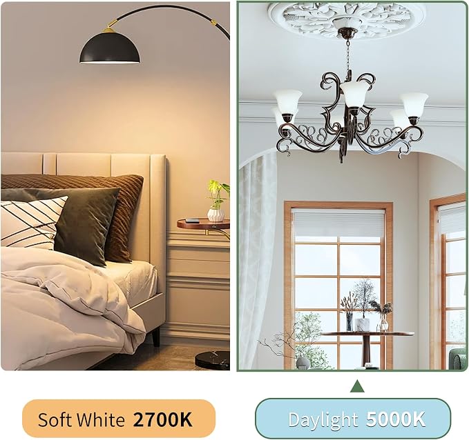 evelor 24-Packs A19 LED Light Bulbs,100 Watt Equivalent Daylight 5000K Bright Bulbs Efficient 13W,1500 Lumens E26 Base, Non-Dimmable, 15000-Hour Lifespan for Bedroom, Living Room, Office