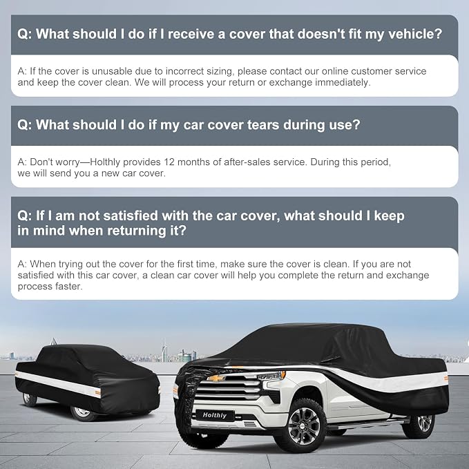 10 Layers Truck Cover Waterproof All Weather Custom Fit Chevrolet Silverado 1500(1998-2026) Extended/Crew Cab Short Bed, Outdoor Full Exterior Pickup Car Cover Sun Rain Snow Protection. Black