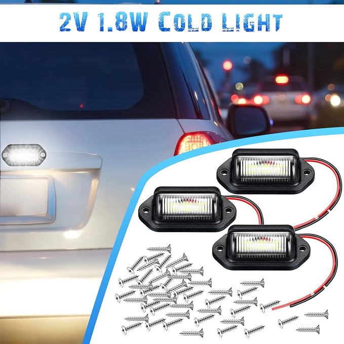 Mudder 16 Packs LED License Plate Light 12V-24V DC Waterproof License Plate 6-SMD Lamp Taillight Tag Lights for Trailer Truck SUV VAN RV Trucks and Boats