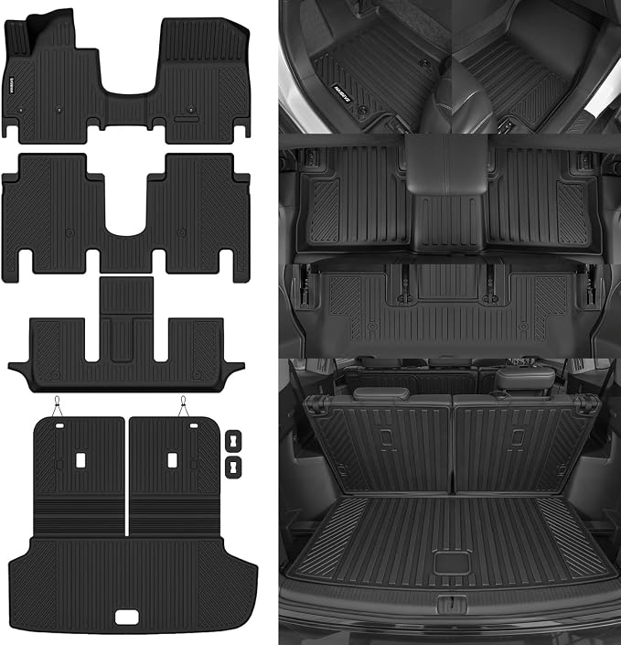 Naibeve Floor Mats for 2026 Hyundai Ioniq 9 6 Seats 2nd Row Bucket Seats | All Weather Custom Fit Floor Mats, Cargo Mat, Backrest Mats Interior Protector accessories