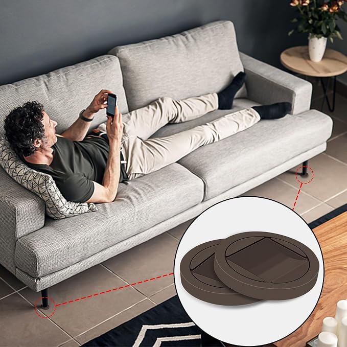 Bed Stoppers to Prevent Sliding - 4 Pack Furniture Wheel Stopper for Hardwood Floor - Rubber Caster Cups fit All Wheels of Furniture, Sofa, Bed, Chairs
