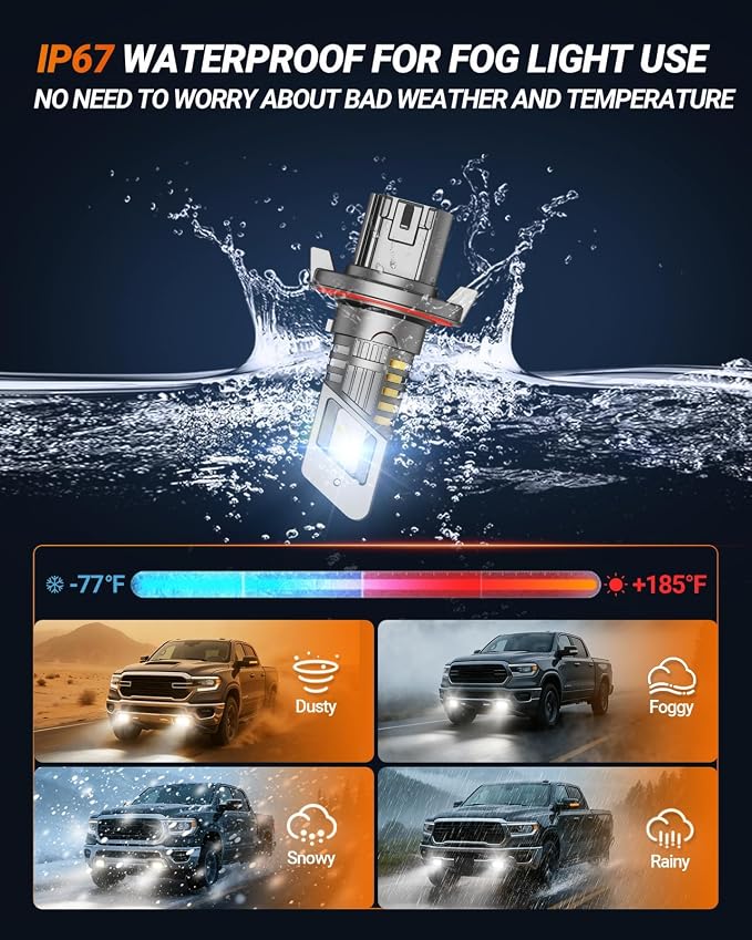 SEALIGHT H13/9008 LED Bulbs, 30,000LM Super Bright 6500K Cool White, 1:1 Mini Wireless Halogen Replacement Bulbs with Fan Cooling, Plug and Play, Pack of 2
