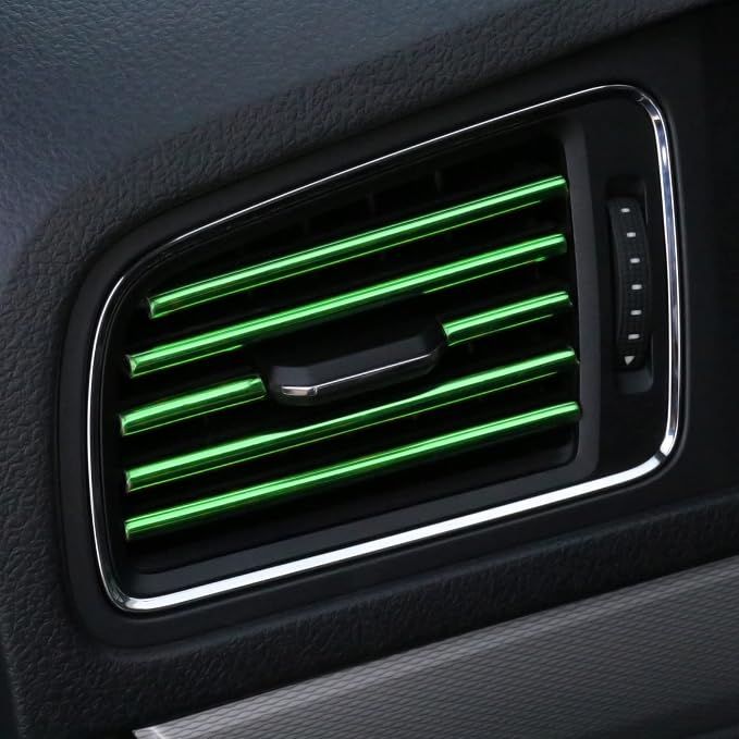 LivTee 20 Pieces Car Air Conditioner Decoration Strip for Vent Outlet, Universal Waterproof Bendable Air Vent Outlet Trim Decoration, Car Interior Accessories (Green)