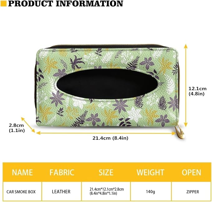 Leaves PU Leather Car Napkin Holder Car Tissue Holder Automotive Sun Visor Tissue Box Holder Car Accessories for Women & Men